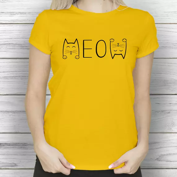 Meow - Macska mintás kereknyakú női póló