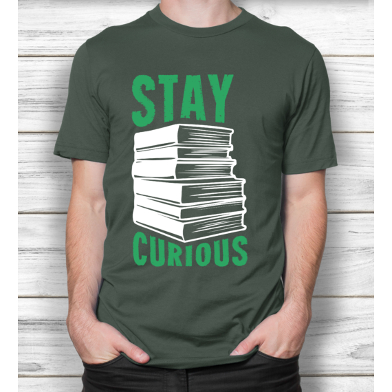 Stay Curious - Könyv mintás férfi póló