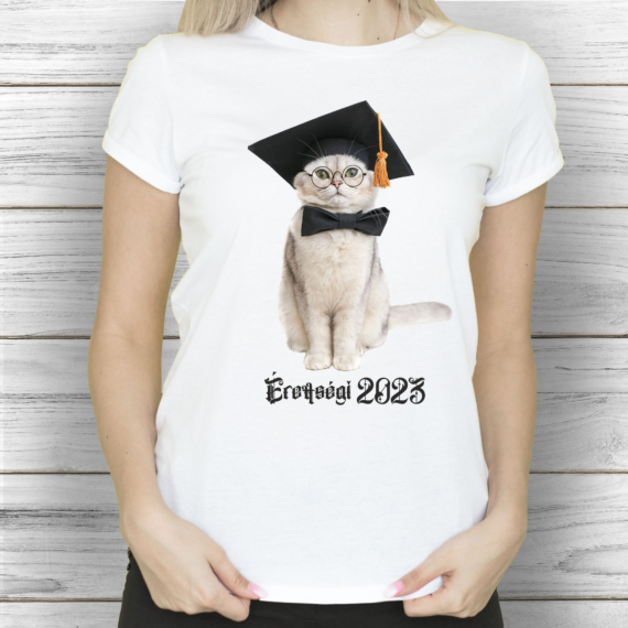 Cat Graduation - Érettségi Mintás női póló