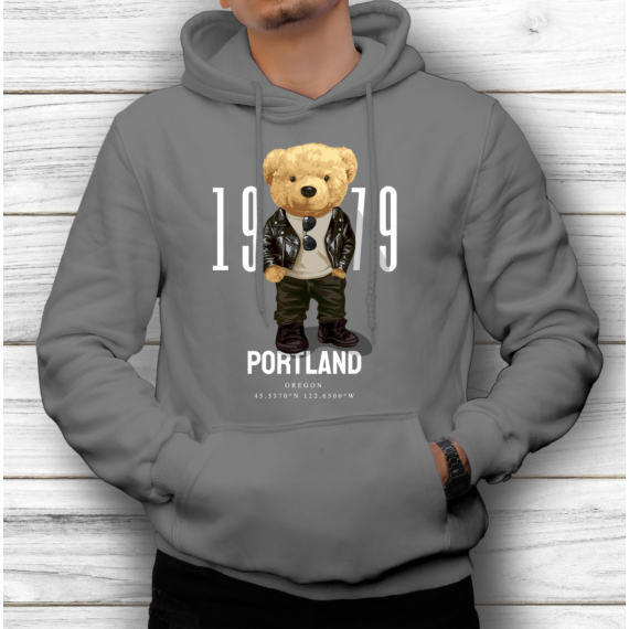 Portland - Medve mintás férfi pulóver